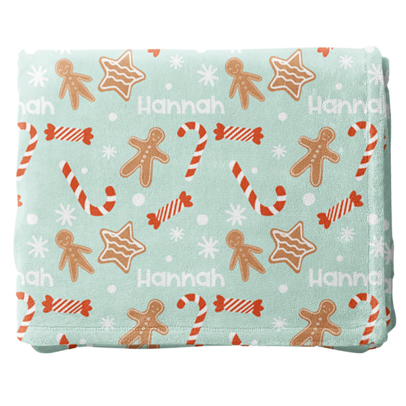 Personalized Christmas Cookie Blanket, Custom Name Blanket, Christmas Gift, Holiday Blanket, Stocking Stuffer, Christmas Decor, Blanket Gift