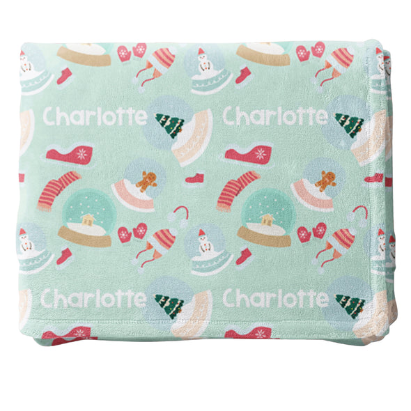 Personalized Snowglobe Blanket, Custom Name Blanket, Christmas Gift, Holiday Blanket, Stocking Stuffer, Christmas Decor, Blanket Gift