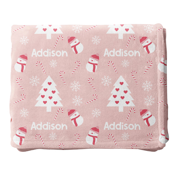 Personalized Tree Heart Blanket, Custom Name Blanket, Christmas Gift, Holiday Blanket, Stocking Stuffer, Christmas Decor, Blanket Gift