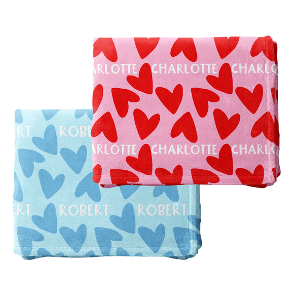 Personalized Valentine Heart Blanket