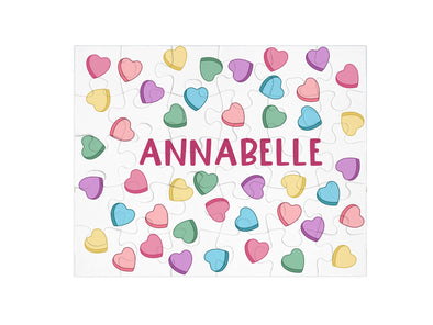 Valentine Candy Heart Personalized Name Puzzle - Toddler and Preschool Gift