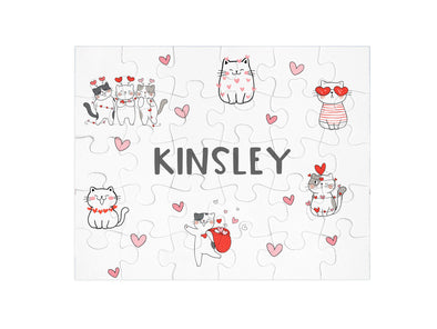 Valentine Cat Personalized Name Puzzle - Toddler  Preschool Gift