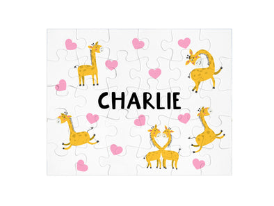 Personalized Valentine Name Giraffe Puzzle - Toddler  Preschool Gift