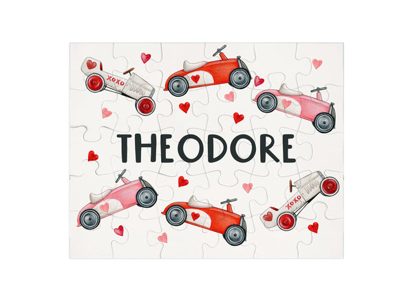 Personalized Valentine Name Puzzle for Kids  Toddler  Gift with Car Theme