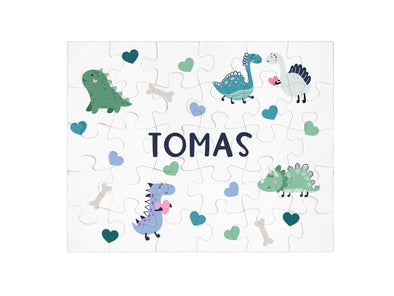 Personalized Valentine Dinosaur Heart Name Puzzle - Toddler  Preschool Gift Kid Puzzle  Game