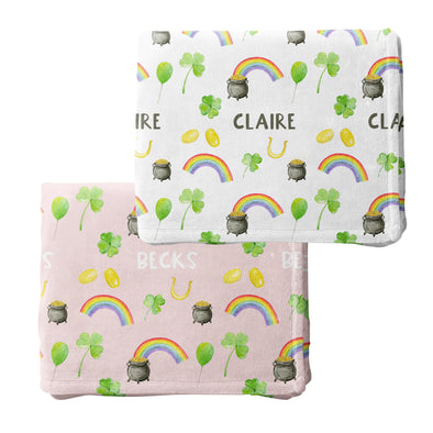 Personalized St Patricks Pot of Gold Blanket - Custom Name St Pats Gift for Kids