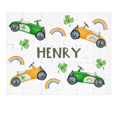 Personalized St Patricks Day Cars Name Puzzle - Toddler  Preschool Gift