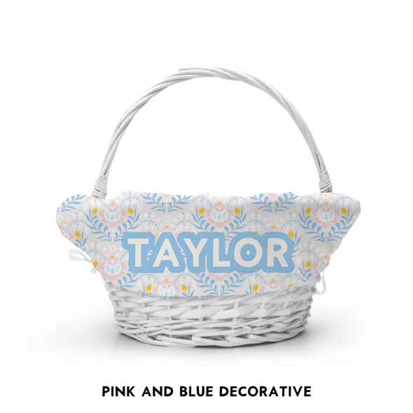 Personalized Easter Basket Liner - Pink Eggs