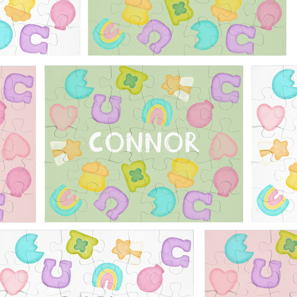 Personalized St Patricks Day Name Puzzle - Lucky Marshmallow Theme