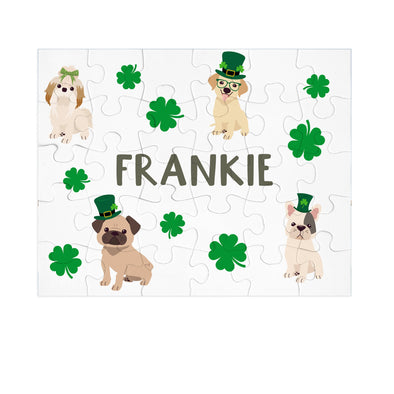 Personalized St Patricks Day Name Puzzle for Kids - Lucky Dog Theme