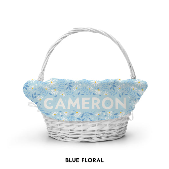 Personalized Easter Basket Liner - Blue Floral