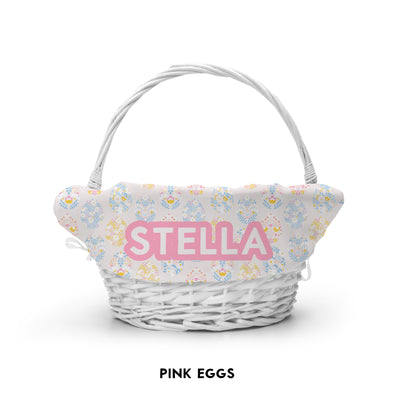 Personalized Easter Basket Liner - Pink Eggs
