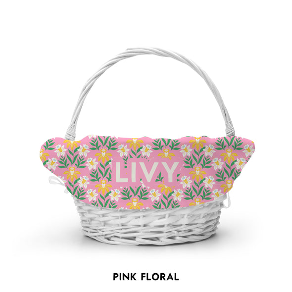Personalized Easter Basket Liner - Blue Floral