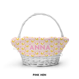 Personalized Easter Basket Liner - Pink Hen