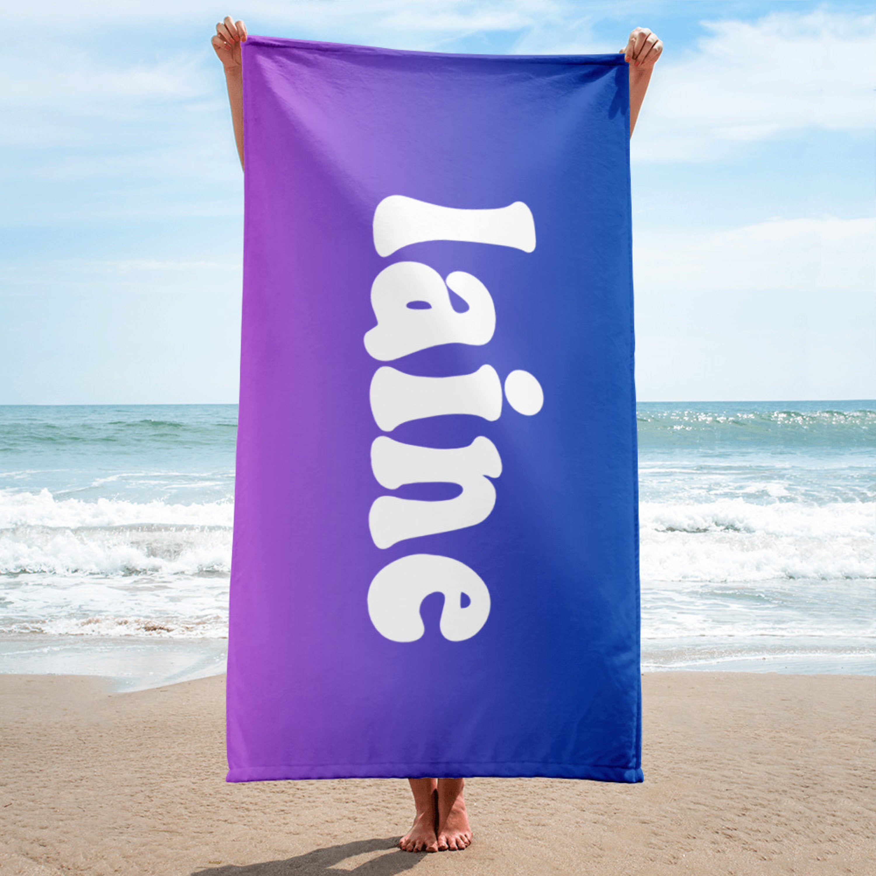Personalized Beach Towels - Custom Name Towels 30x60" For Bath, Pool, Beach | Microfiber Quick-Dry