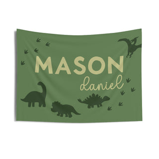 Dinosaur Personalized Boys Room Banner - Custom Name Sign for Dino-Themed Decor