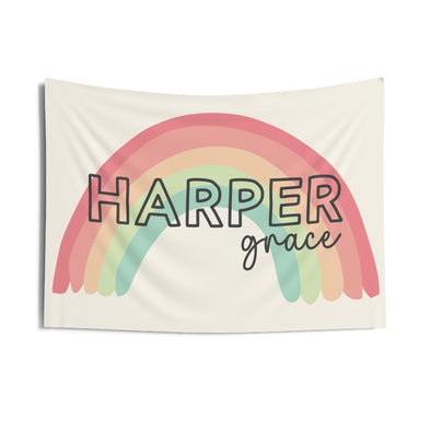 Rainbow Personalized Room Banner - Wall Decor  Baby Name Sign