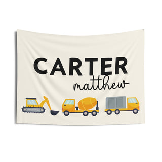 Personalized Construction Boys Room Banner - Wall Decor and Name Sign