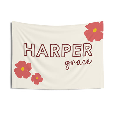 Floral Name Banner - Personalized Toddler Room Decor