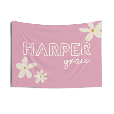 Personalized Daisy Flower Theme Room Banner - Custom Name Wall Decor