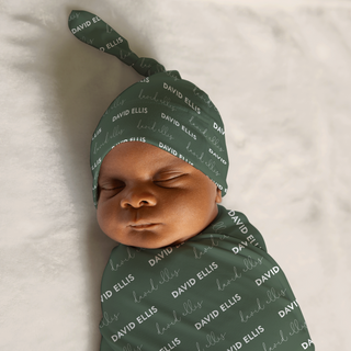 Personalized Custom Swaddle and Hat Set With Two Font Name for Baby The Little Lemons Company