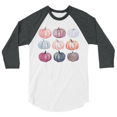 3/4 Sleeve Watercolor Pumpkin T Shirt